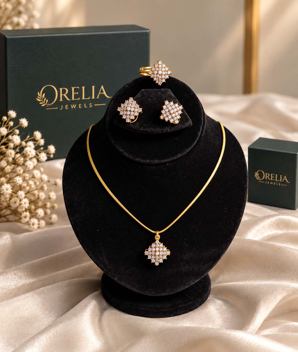Celine Diamond Pendant Set