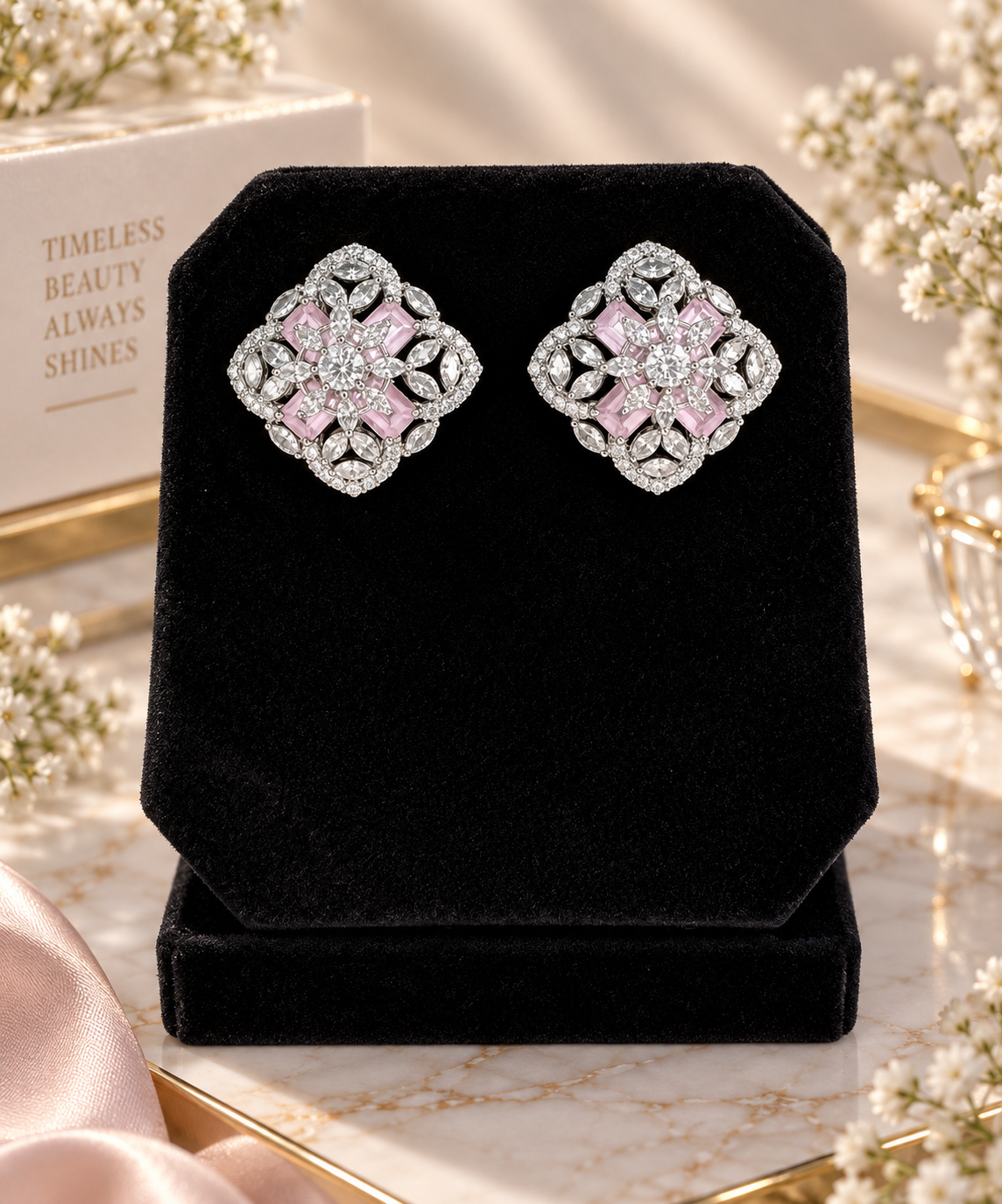 Blush Floral Statement Studs