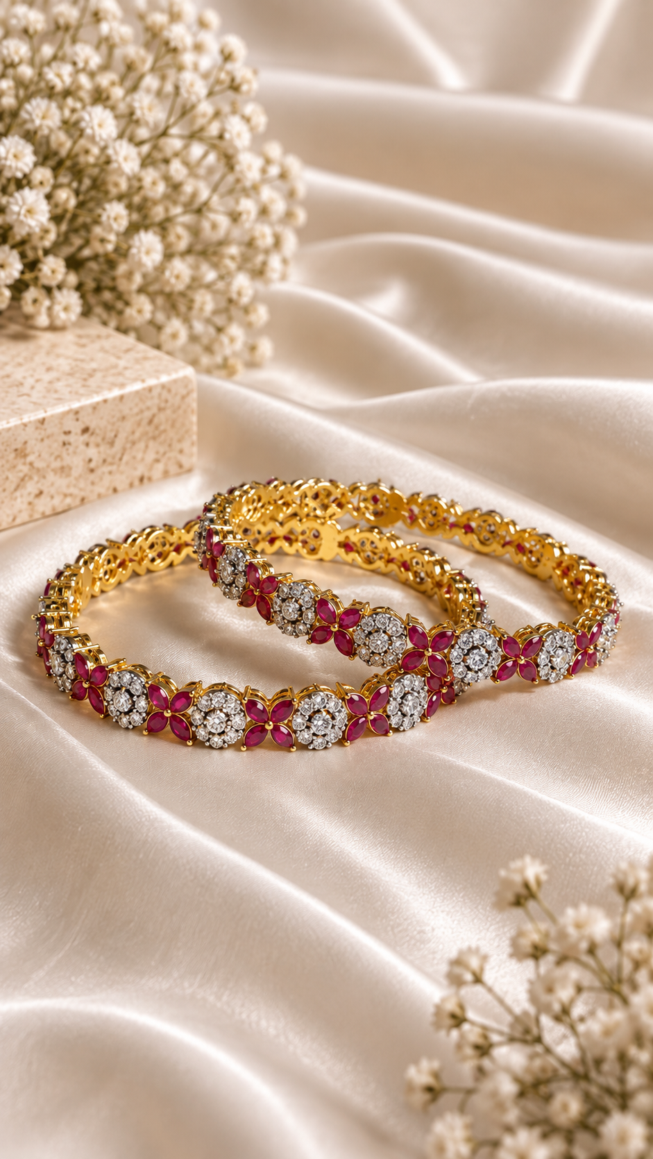 Ruby Vine Kundan Bangle Duo