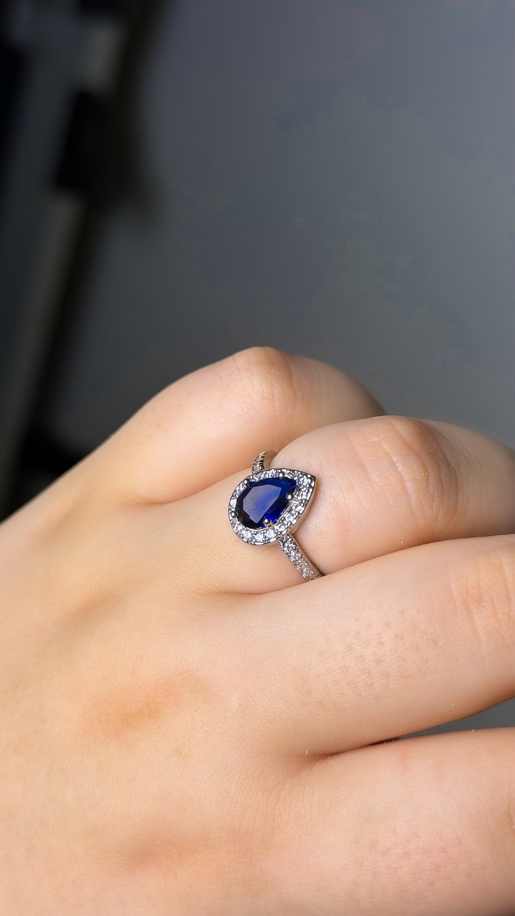 Sapphire Teardrop Ring